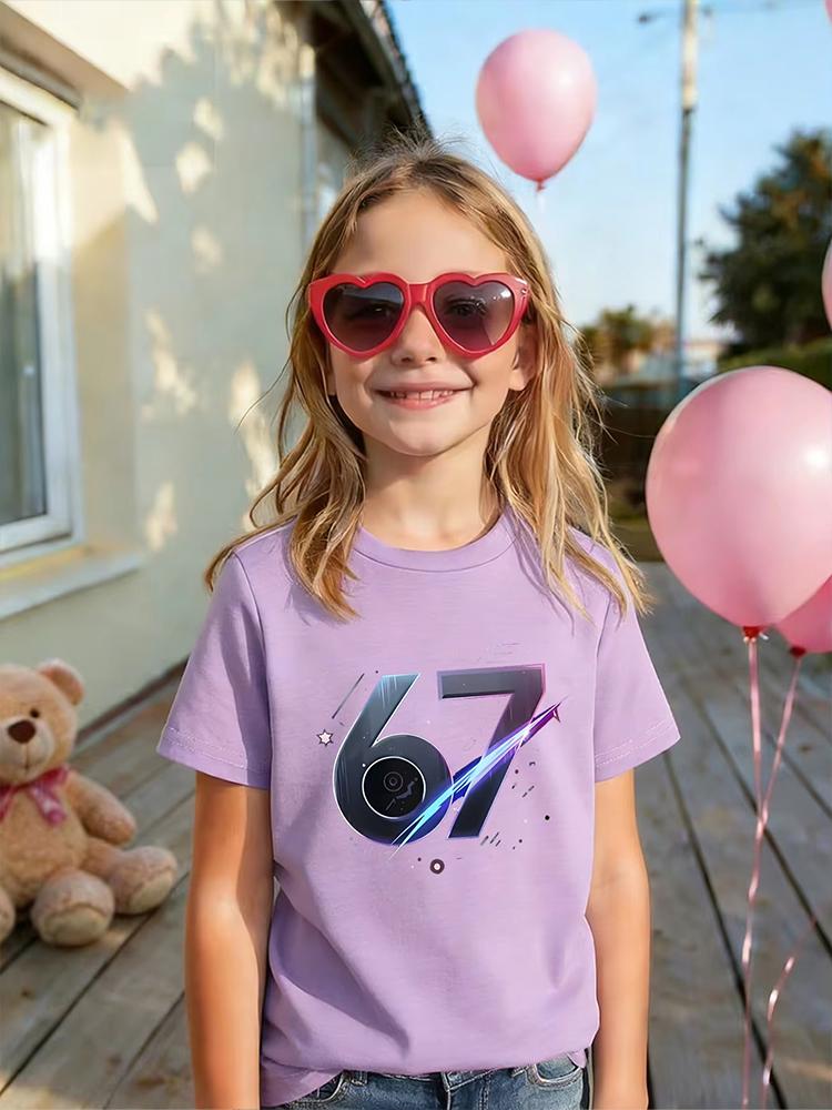Kids 67 Themed Colorful Print TShirt Soft Cotton Fabric Breathable and Comfortable Ideal for Toddlers and Childrendf0223