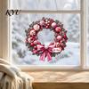 Unique Decorative Gift Christmas Wreath Acrylic Ornament, 2D Flat Stained Glass Style Hanging Transparent Decor Decoration, Double-sided Pendant