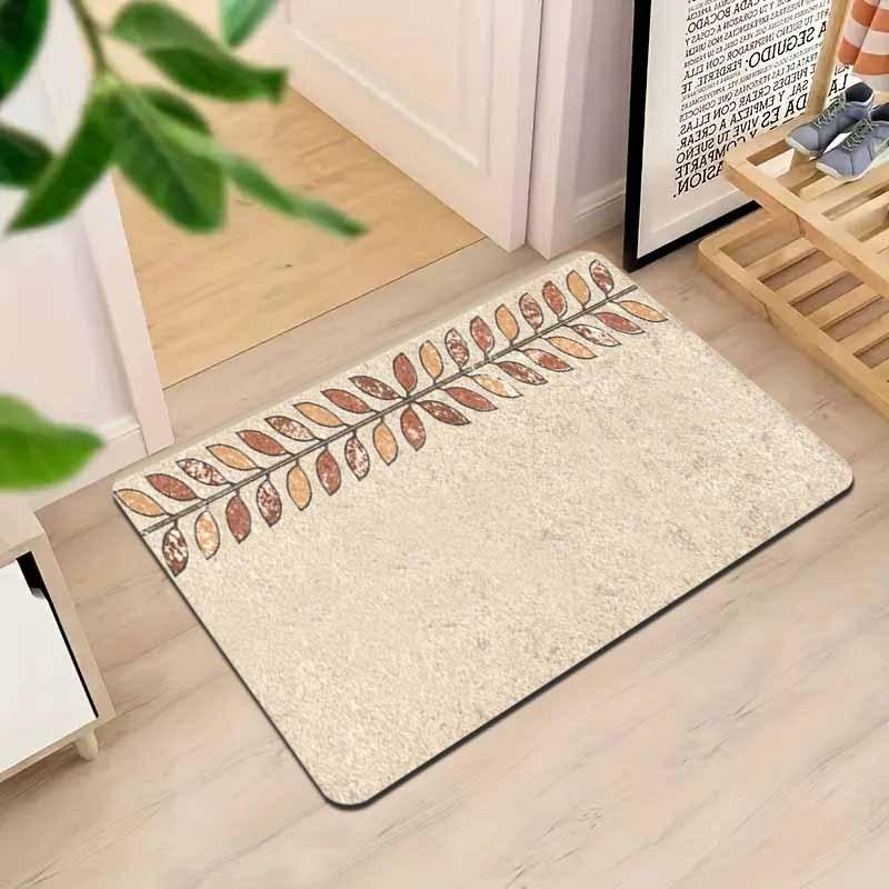 Stylish Leaf Pattern Kitchen Floor Mat, Thickened Non-Slip Wear-Resistant Rug for Living Room, Porch, Balcony, Home Decor