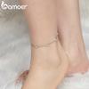 BAMOER 925 Sterling Silver Four-Leaf Clover Anklet Exquisite Sparkling Versatile Anklet For Women Fine Jewelry Party