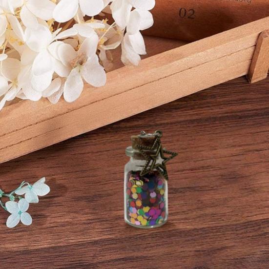 Mini Wishing Glass Bottle Transparent Glass Jar with Sequins Romantic Gift for Boyfriend Girlfriend Wife Husband