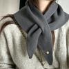 Knitted small scarf women's autumn and winter high sense versatile solid color triangle scarf fashion shawl lazy cross scarf