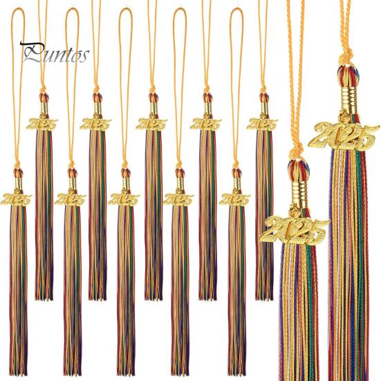 Кисточка для выпускного с подвеской 2025 года, в наличии разные цвета, стиль цветных блоков, длина 40 см, кисточка для рожка на выпускной для школьного сезона