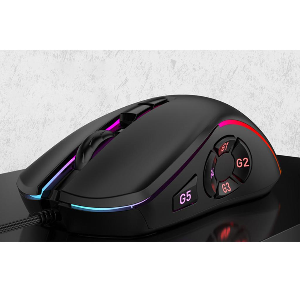 RGB Игровая мышь с макросами, 6 уровней регулируемого DPI, 7200dpi оптическое разрешение, проводная компьютерная