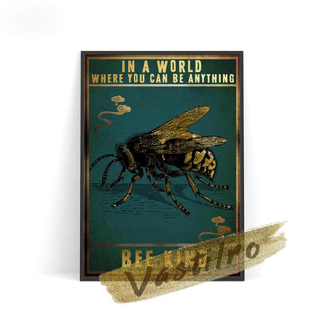 Насекомое Ретро Иллюстрированный Плакат Fly Bee Mosquito Стрекоза Мотылек Бабочка Художественная печать Картина Маслом