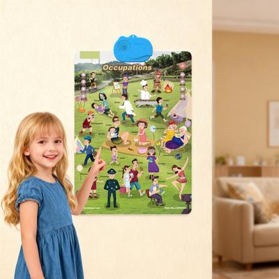 Электронная говорящая настенная таблица АБВ слова Животные Фрукты Транспорт Алфавит Обучающий плакат Таблица Малыши Интерактивная образовательная подвесная таблица Игрушка