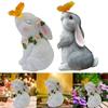 Solar Rabbit Light Solar Bunny Decorative Light Waterproof Rabbits Sculptures Light Resin Cartoon for Patio Lawn Courtyard