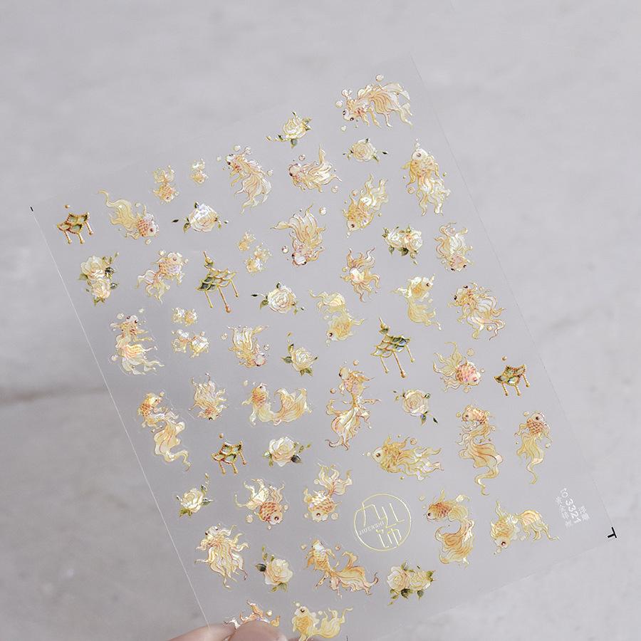 1pcs 5D Bronzing Star Moon Nail Art Stickers Luxury Gold Silver Adhesive Slider Press on Nail Decoration Decals Accessories DIY