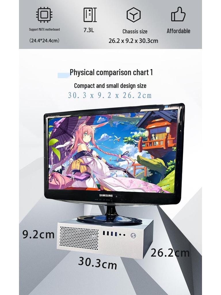 SKTC A10 Мини Горизонтальный/Вертикальный Корпус для HTPC Компьютера MATX 24x24 Материнская Плата Блок Питания 1U 7.3L