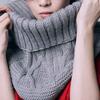 Осенне-зимний женский теплый вязаный жаккардовый шарф, однотонный шерстяной утолщенный чехол для шеи в форме восьмерки