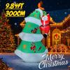 9.84FT Inflatable Toy Christmas Tree Decoration Set Santa Elf Penguin Xmas Yard Supplies LED Lit Xmas Home Ornament Festive Gift