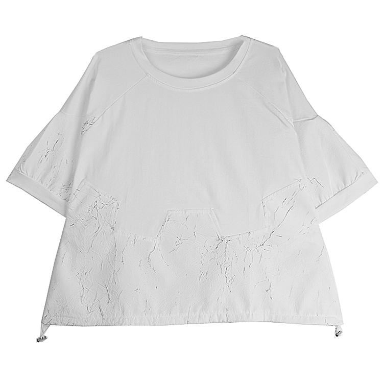 Xitao Футболки с круглым вырезом и гофрированным принтом в стиле пэчворк GJ1038