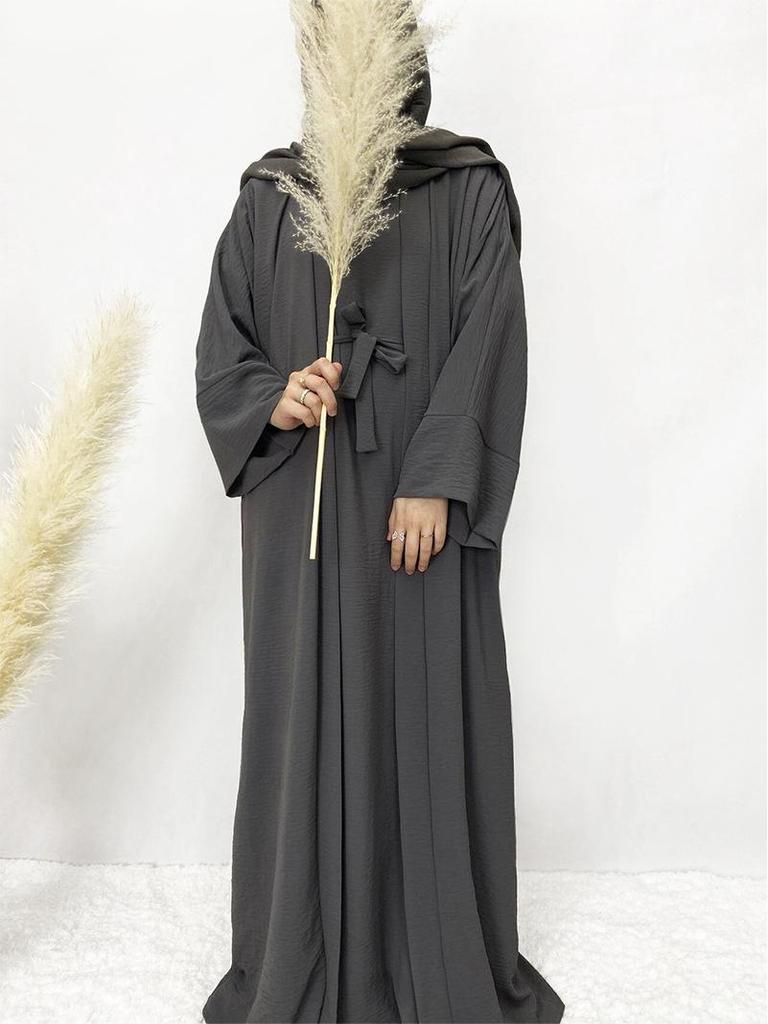 Middle Eastern Women's Solid Color Plus Size Multi-color Turkish 2-Piece Robe & Dress Set