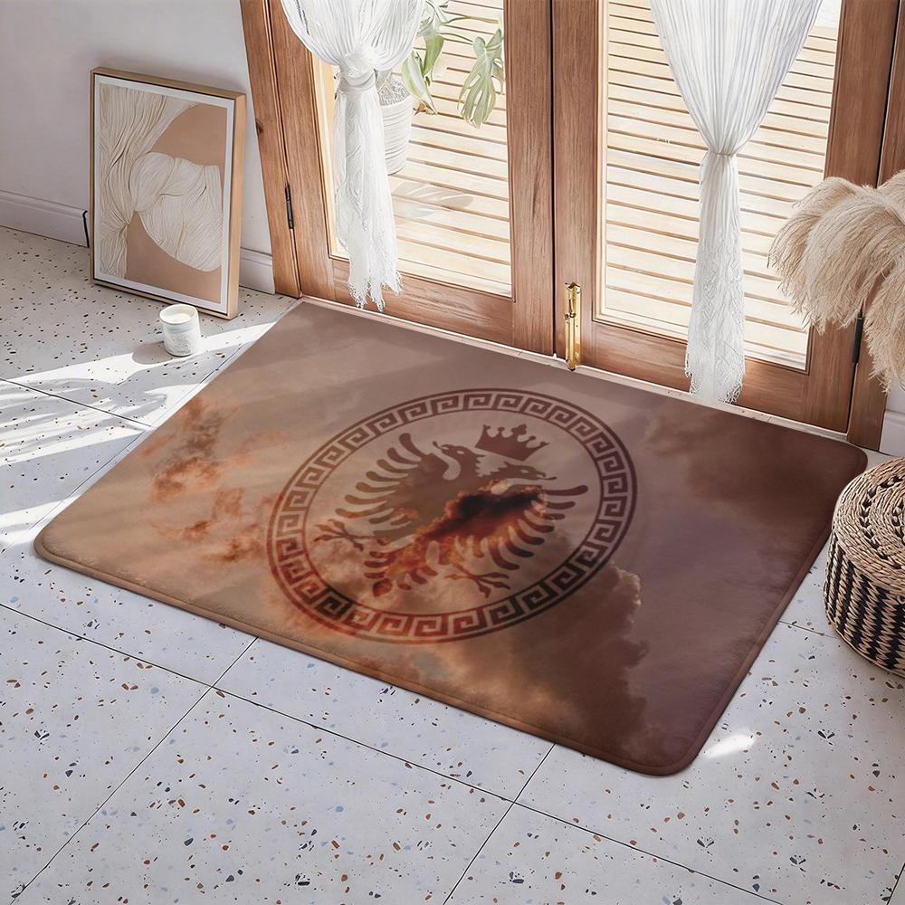 Country A Albania Floor Mat Eco Flannel Doormat Non Slip Odorless Indoor Floor Rug Soft Short Plush Home Mat