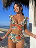 Sexy Print Bikini Set Women's Beach Swimsuit Women's Flared Beachwear Elegant Feminine Swimwear