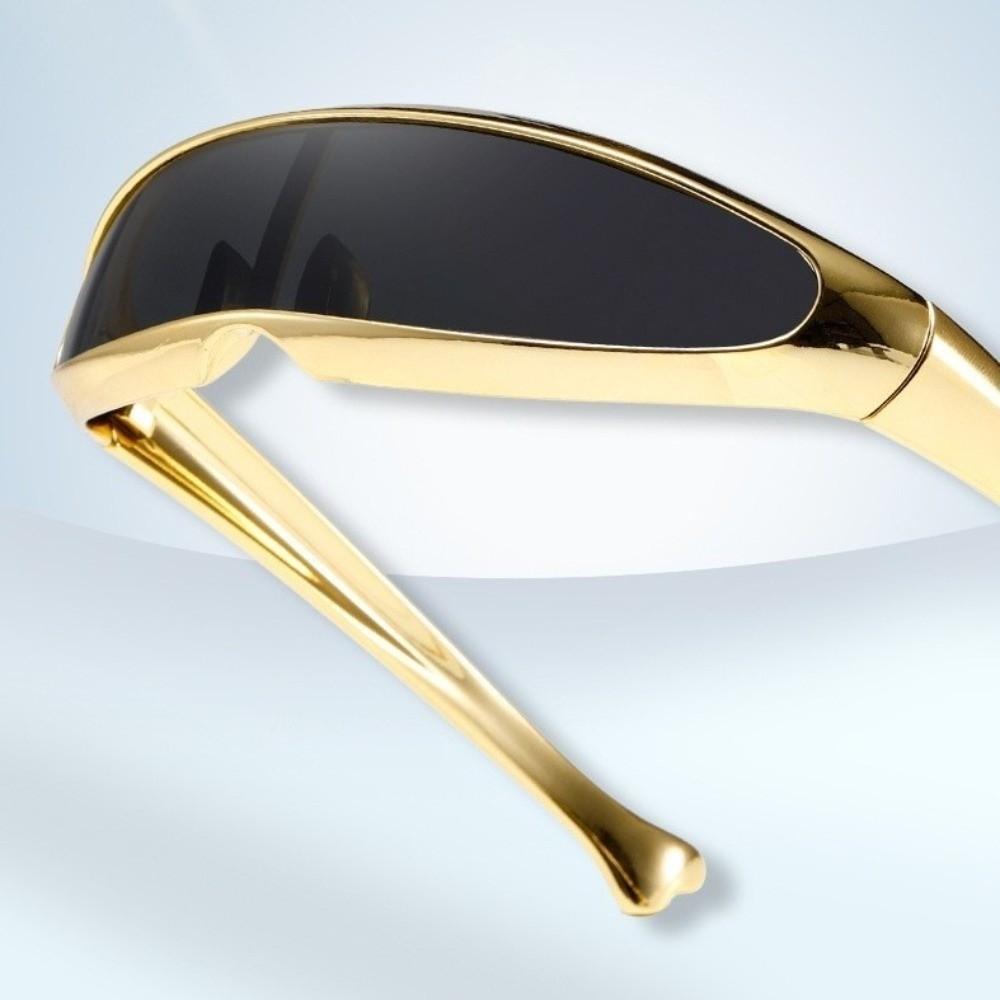 Futuristic Blocking Sunglasses Electroplated Y2K Shades Unique Steampunk Sunglasses  Women