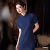 New Chinese girl cotton cheongsam daily improvement 1011 new summer retro polka dot dress single layer orange
