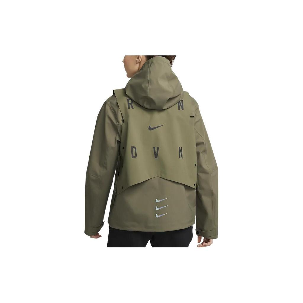 Nike Storm-FIT Run Division Reversible Hooded Jacket With Logo Print Women Jacket Olive-Green DV1247-222