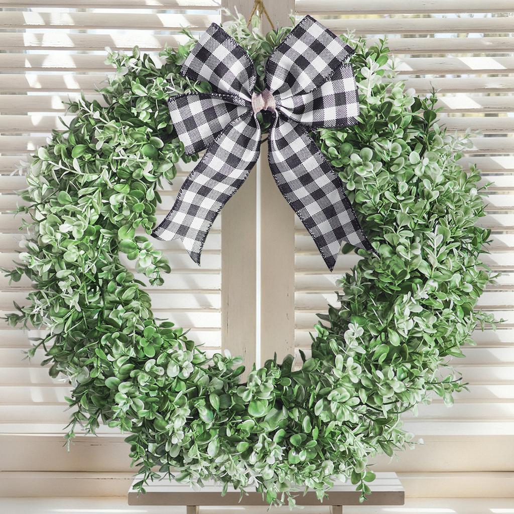 Рождественская имитация зеленого растения Венок из листьев денежного дерева Виноградная лоза Кольцо Домашнее украшение для подвешивания на окно или дверь 40 см