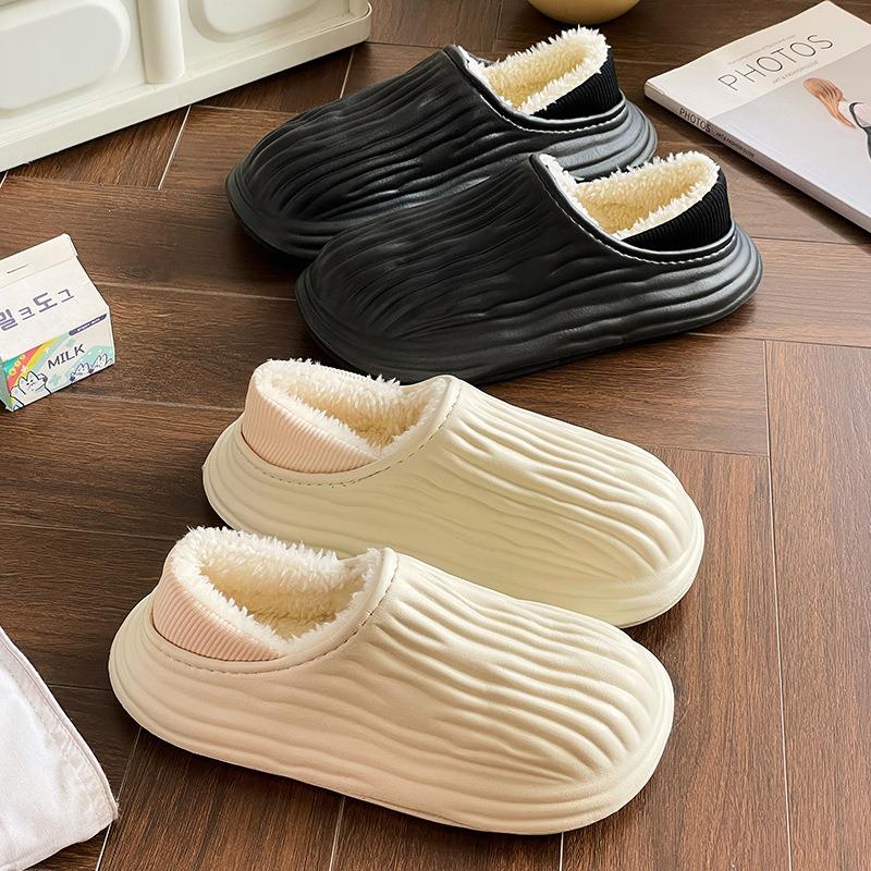 Зимние теплые женские тапочки повседневные плюшевые балетки домашние водонепроницаемые нескользящие туфли для дома и улицы толстые домашние тапочки на платформе