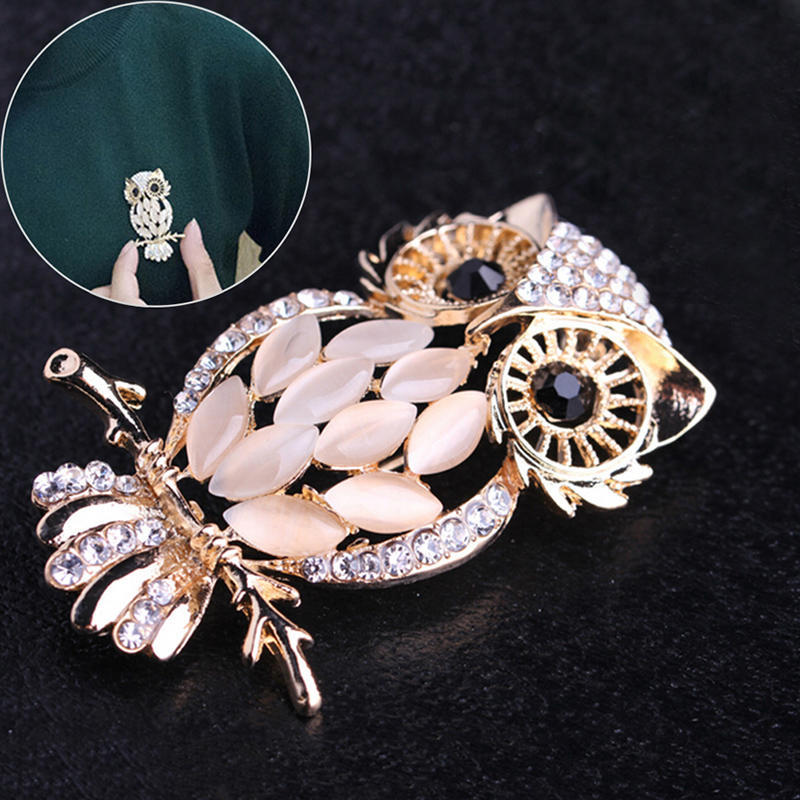 Big Owl Brooches Bouquet Vintage Wedding Hijab Scarf Pin Up Buckle Broches
