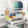 Dish Drainer Rack, Detachable 2 Tier Dish Draining Rack and Drain Board Set for Kitchen Counter