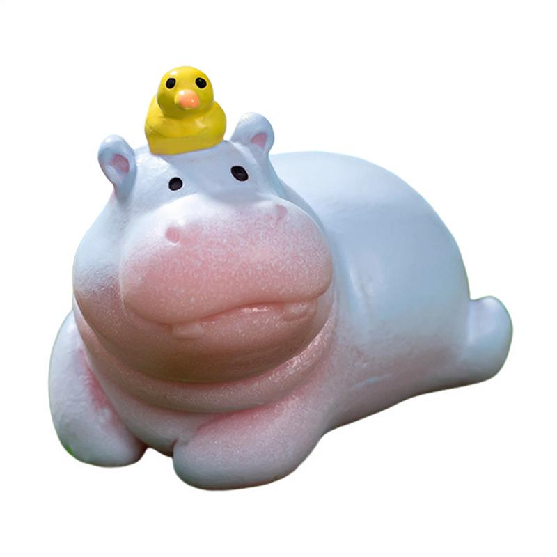 Фигурки маленького гиппопотама Уникальная фигурка Ручная работа Смола Фигурки животных Для книжной полки Спальня Крошечная милая скульптура гиппопотама Домашний декор