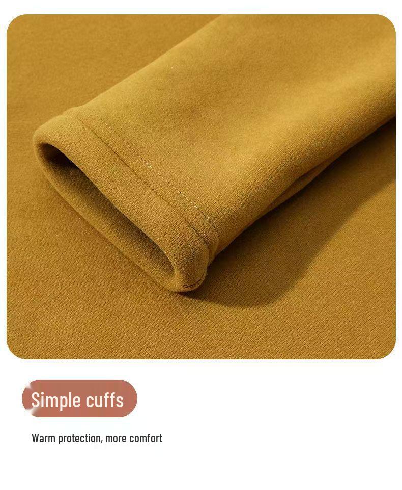 Camel Wool Women's Thick Fleece-Lined Semi-High Neck Top for Autumn/Winter