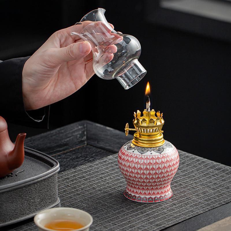 Китайский стиль DIY настольный орнамент масляная лампа чайный домик стеклянные винтажные керамические лампы гхи украшения для кабинета спальни