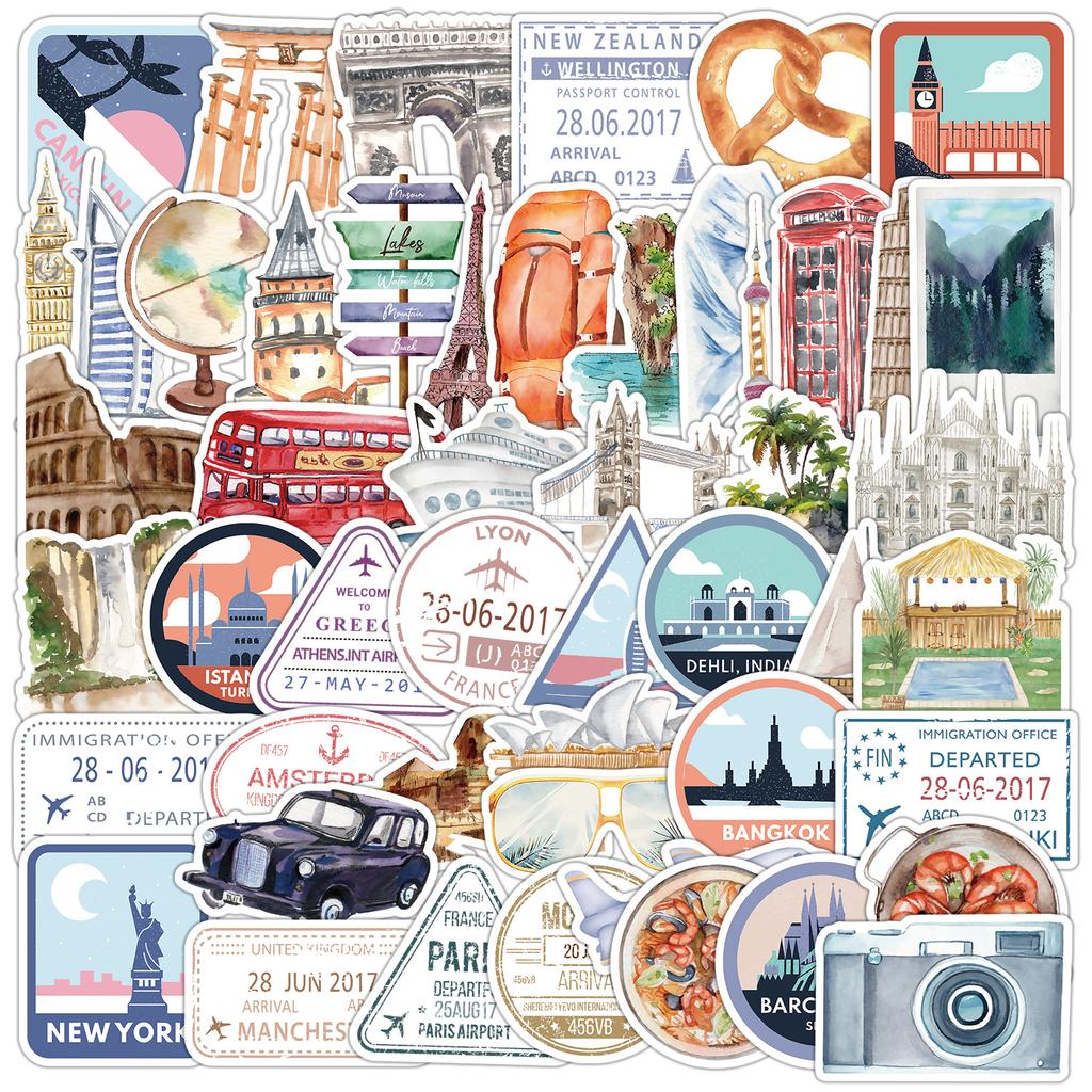 Серия «50 туристических достопримечательностей» Граффити-наклейки Наклейки для украшения водонепроницаемые для чашки, компьютера, скейтборда, наклейки для канцелярских товаров