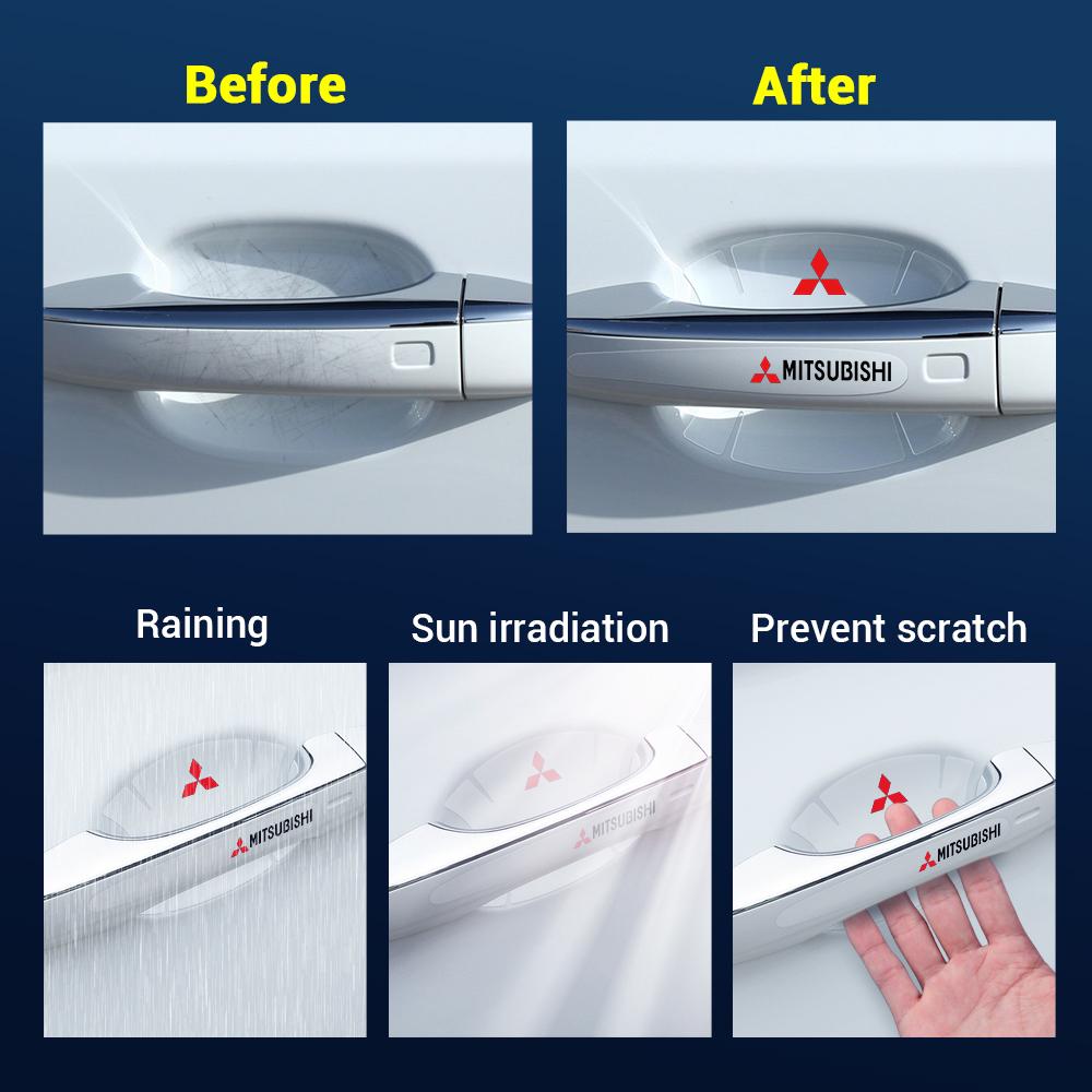 kycp1 8pcs Car Car Door Handle Anti-wear Transparent Protective Sticker Auto Accessories For Mitsubishi ASX Lancer EX Outlander L200