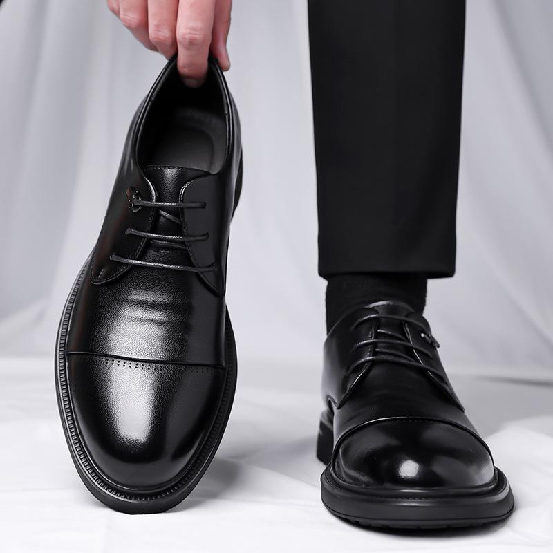 Обувь Зимние Оксфорды Британский Business Casual Трехголовые Кожаные Туфли Туфли для Формальных Мероприятий Свадьбы Жениха Обувь Дерби