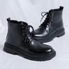 2025 осенне-зимние ботинки Martin с боковой молнией, мужские кожаные туфли средней высоты, осенние британские черные короткие ботинки на платформе 2201-R