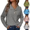 Ladies' Casual Stand Up Collar Knitted Sweater, Solid Color Button Casual Loose Sweater