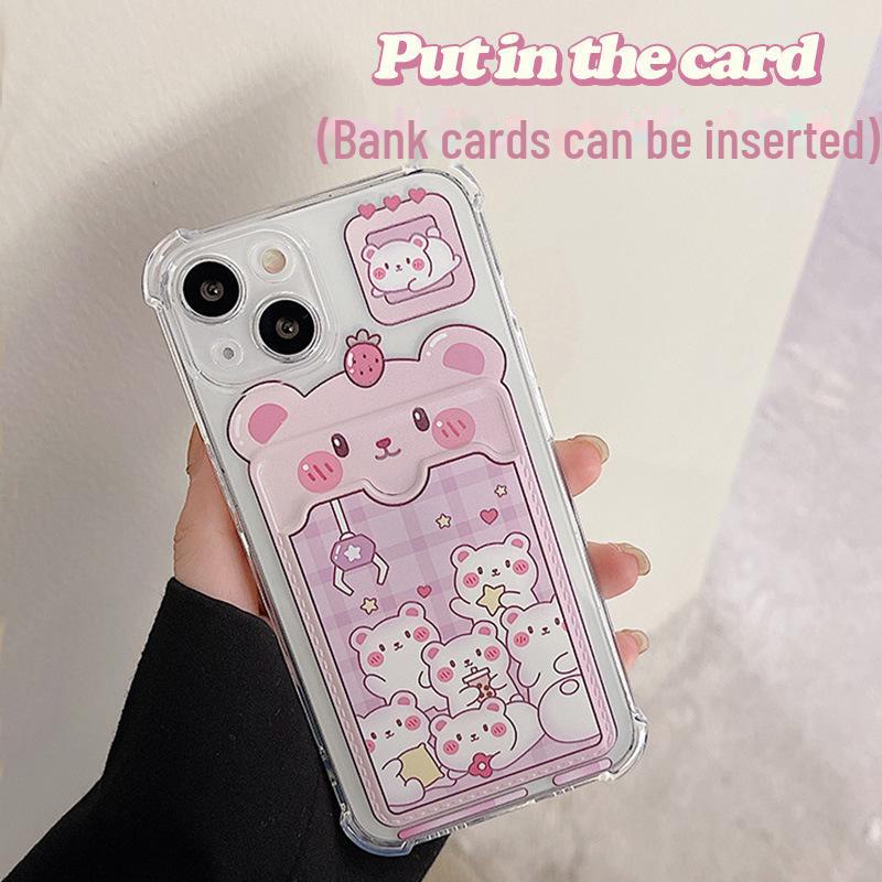 Zhitai Cute Cartoon Card Holder Case for iPhone X/XS, 6/7/8, 14/15/16, Pro Versions.