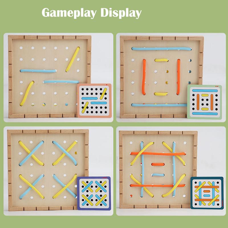 2 In 1 Logical Thinking Development Toy, Concentration Training Teaching Aids Elastic Rope And Threading Rope Game With Cards