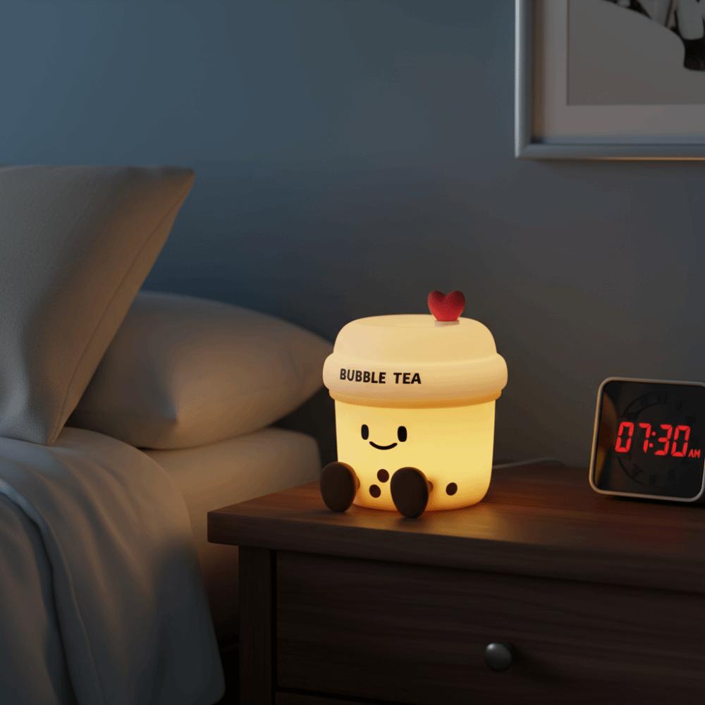 Led Light Milk Tea Cup Night Light Silicone Material Cartoon Table Lamp  Bedroom Decor