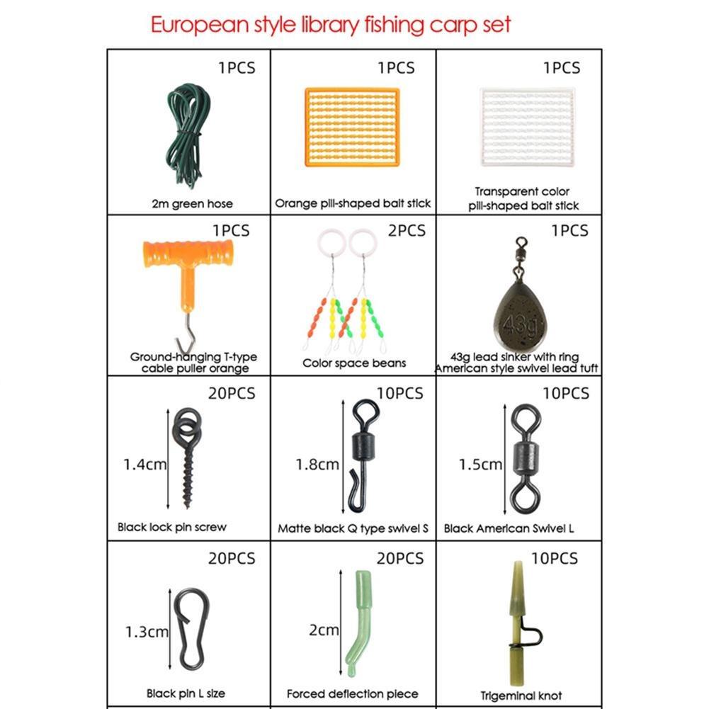 277Pcs/Set European-style Carp Fishing Accessories Kit Fishing Hook Block Bean Ring Fishing Gear Set