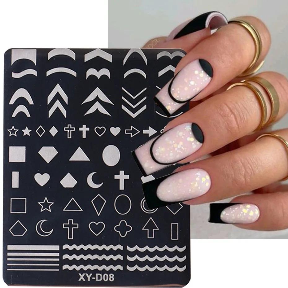 French Style Nails Art Stamp Plates Leaf Flower Stainless Steel Stencils Nail Printing Image Manicure Stamping Tools