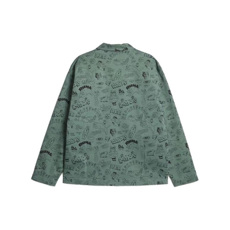 Puma X Ripndip Коллаборация SS23 Твиловая куртка с принтом комиксов, на молнии, с отложным воротником, с длинным рукавом, мужская, куртки, эвкалипт 622198-44