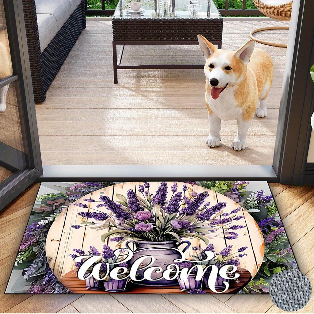 Лавандовый Приветственный Коврик для Входной Двери Прихожая Нескользящий Декоративный Коврик для Пола Домашние Декоративные Коврики