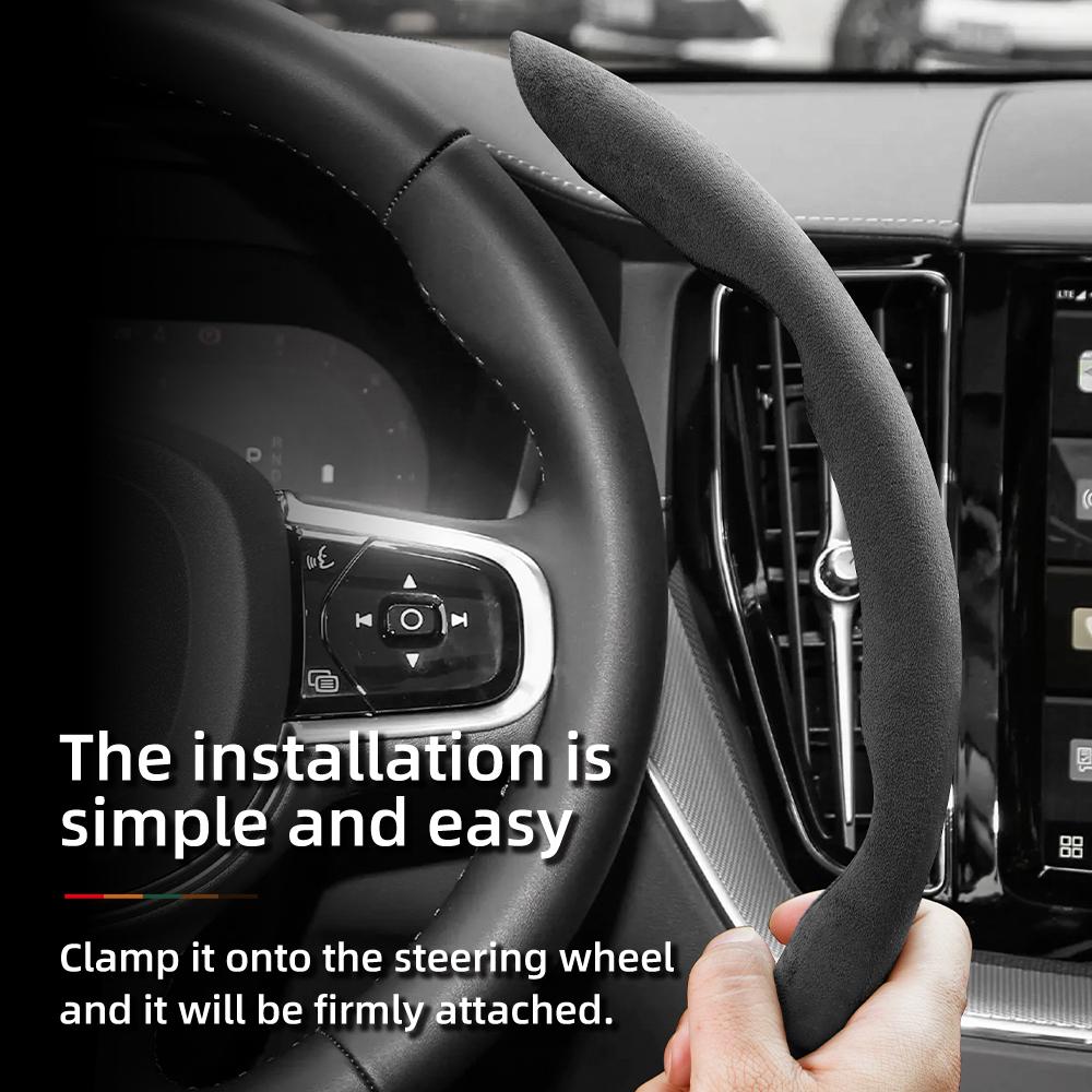 vcxja9 Suitable for Volvo Anti-Slip Buckle Segmented Suede Steering Wheel Cover Suitable for V40 V70 S60 C30 S40 S90 Xc90 Xc70 Xc60 Fh Ex30 S80 Xc40