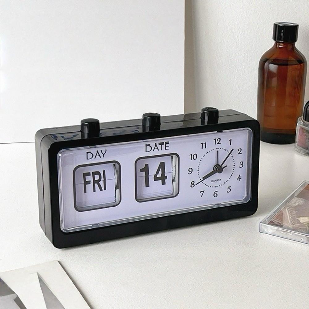 Electronic Manual Page-flipping Calendar Clock Date Week Table Clock Mechanical Alarm Clock School