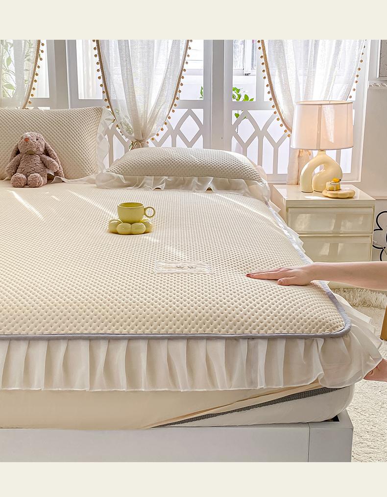 Waffle lace bed sheet, bean cool mat, three piece set, summer cool feeling, ice silk mat, mattress protective cover