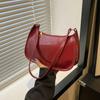 Leather Women's Shoulder Bag New Design Small Handbag Trendy Solid Color Armpit Bag  Lady