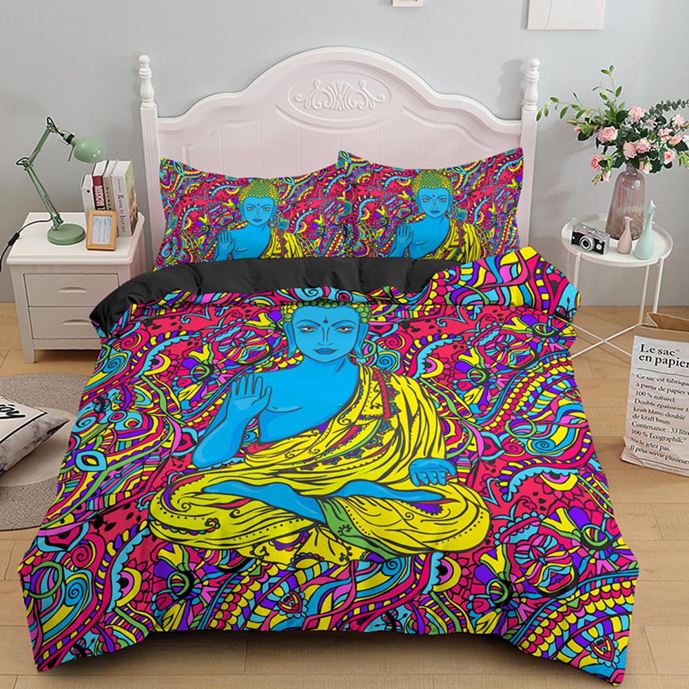 Buddha Bedding Set Mandala Quilt Cover Peace Design Bed Sets Bohemian Bedclothes 2/3pcs housse de couette