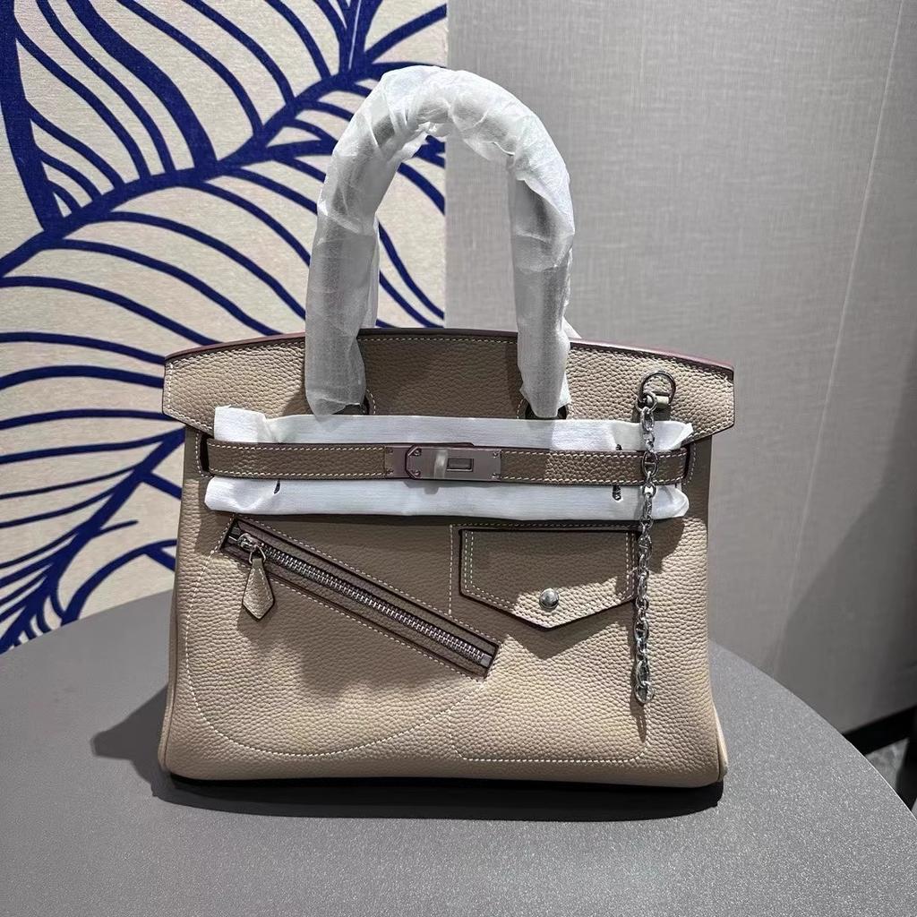 Новый стиль Топ-слой коровьей кожи Рок-заклепка Кожаная сумка BK25/30 Натуральная кожа Женская сумка Большая вместимость Сумка-тоут