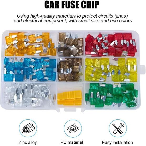 Zpana 140PCS Mini Car Fuses Assortment Kit, 5A 7.5A 10A 15A 20A 25A 30A Vehicle Blade Fuses Kit with Puller, Automotive Replacement Accessories,