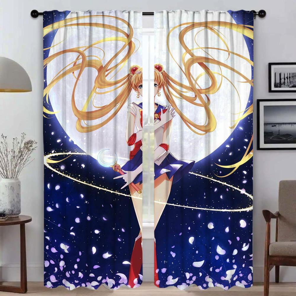 Шторы от комаров для гостиной Шторы Sailormoon Home Interior Шторы 2 шт Хэллоуин украшения Тюль для спальни
