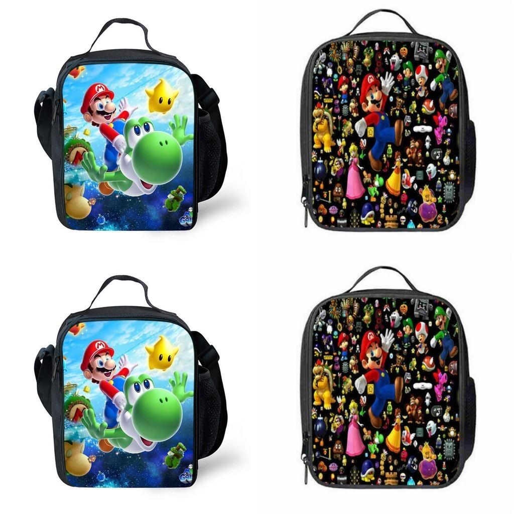 Vibrant Super Mario Kids Lunch Bag With Adjustable Strap And Mesh Pocket
